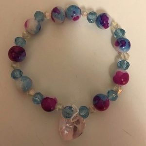 Handcrafted Dangle Heart Beaded stretch Bracelet